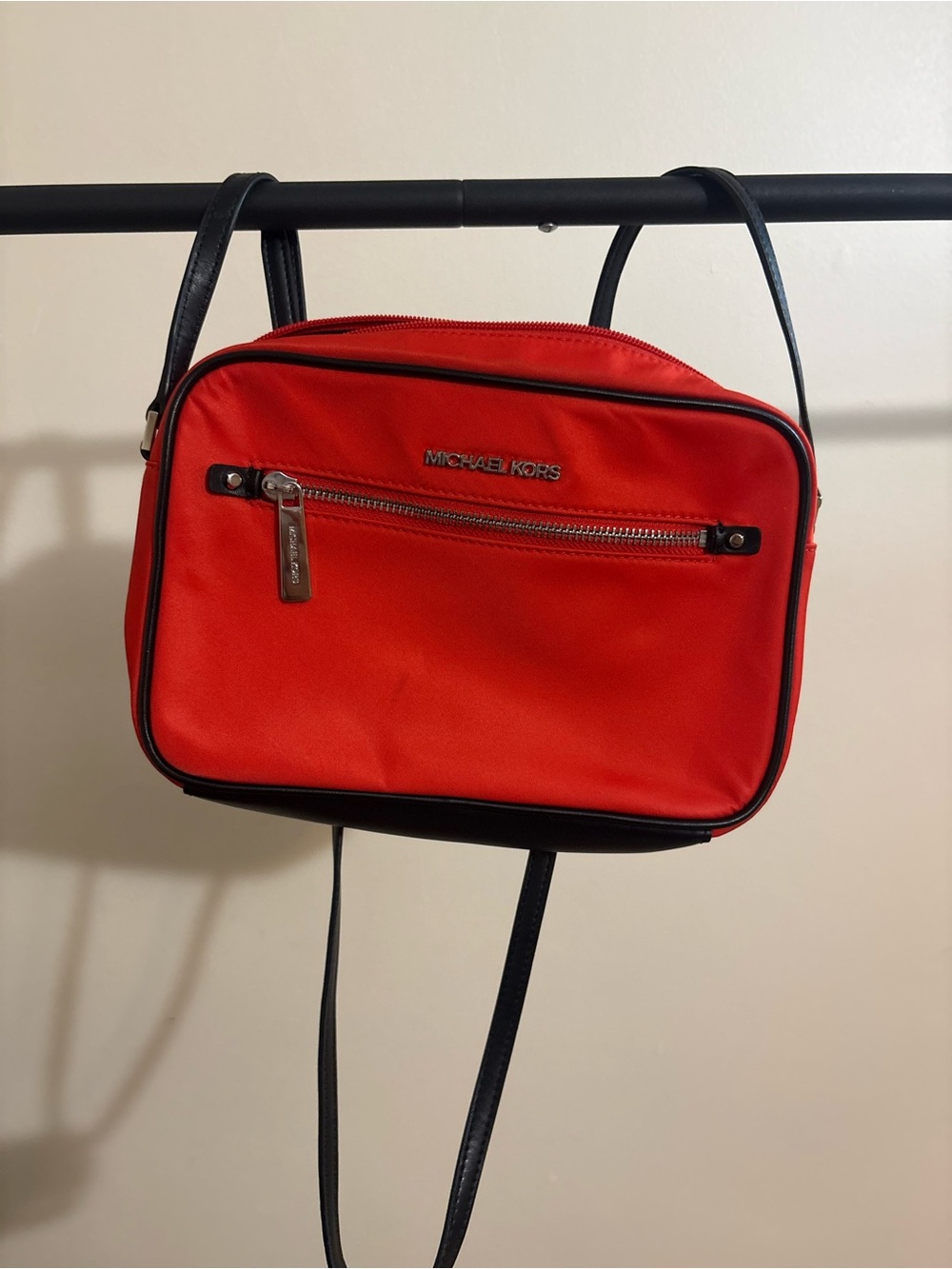 Michael Kors Red Camera Bag with Black Trim